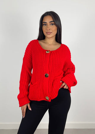 Shoppe nach Kategorie: Strick-Cardigan mit Knöpfen Rot