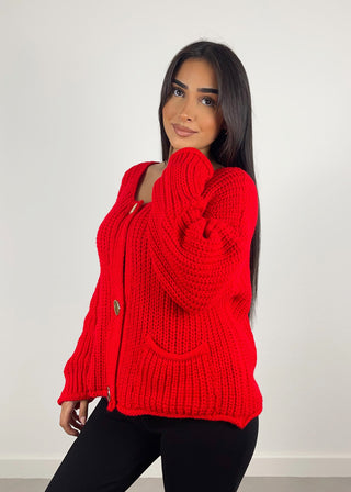 Shoppe nach Kategorie: Strick-Cardigan mit Knöpfen Rot