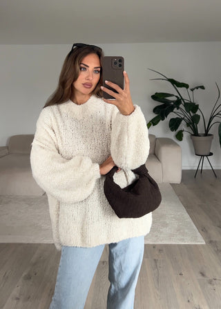 Shoppe nach Kategorie: Pullover aus kuscheligem Bouclé Beige