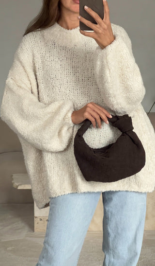 Shoppe nach Kategorie: Pullover aus kuscheligem Bouclé Beige