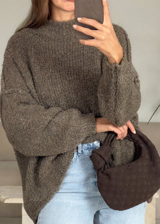 Shoppe nach Kategorie: Pullover aus kuscheligem Bouclé Taupe