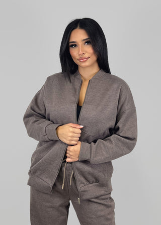 Shoppe nach Kategorie: Lounge-Set mit Reißverschlussjacke und weiten Hosen Taupe