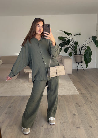 Shoppe nach Kategorie: Oversize Musseline Set Khaki