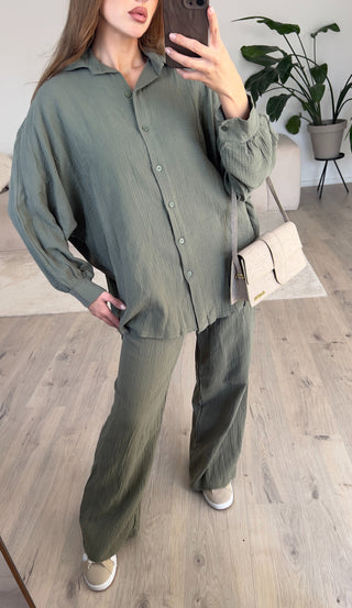 Shoppe nach Kategorie: Oversize Musseline Set Khaki