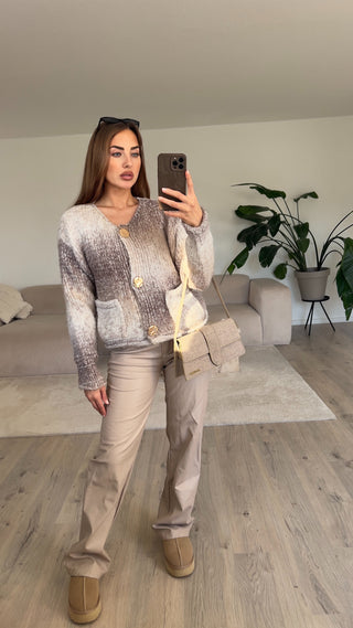 Shoppe nach Kategorie: Gemusterte Strickjacke Taupe