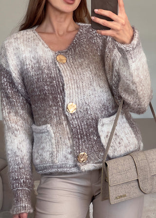 Shoppe nach Kategorie: Gemusterte Strickjacke Taupe