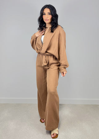 Shoppe nach Kategorie: Oversize Musseline Set Hellbraun