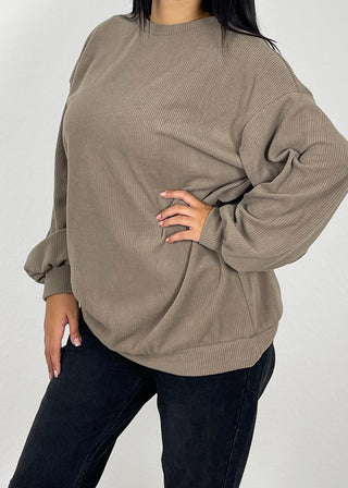 Shoppe nach Kategorie: Gerippter Pullover Greige