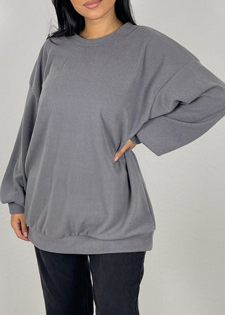 Shoppe nach Kategorie: Gerippter Pullover Grau